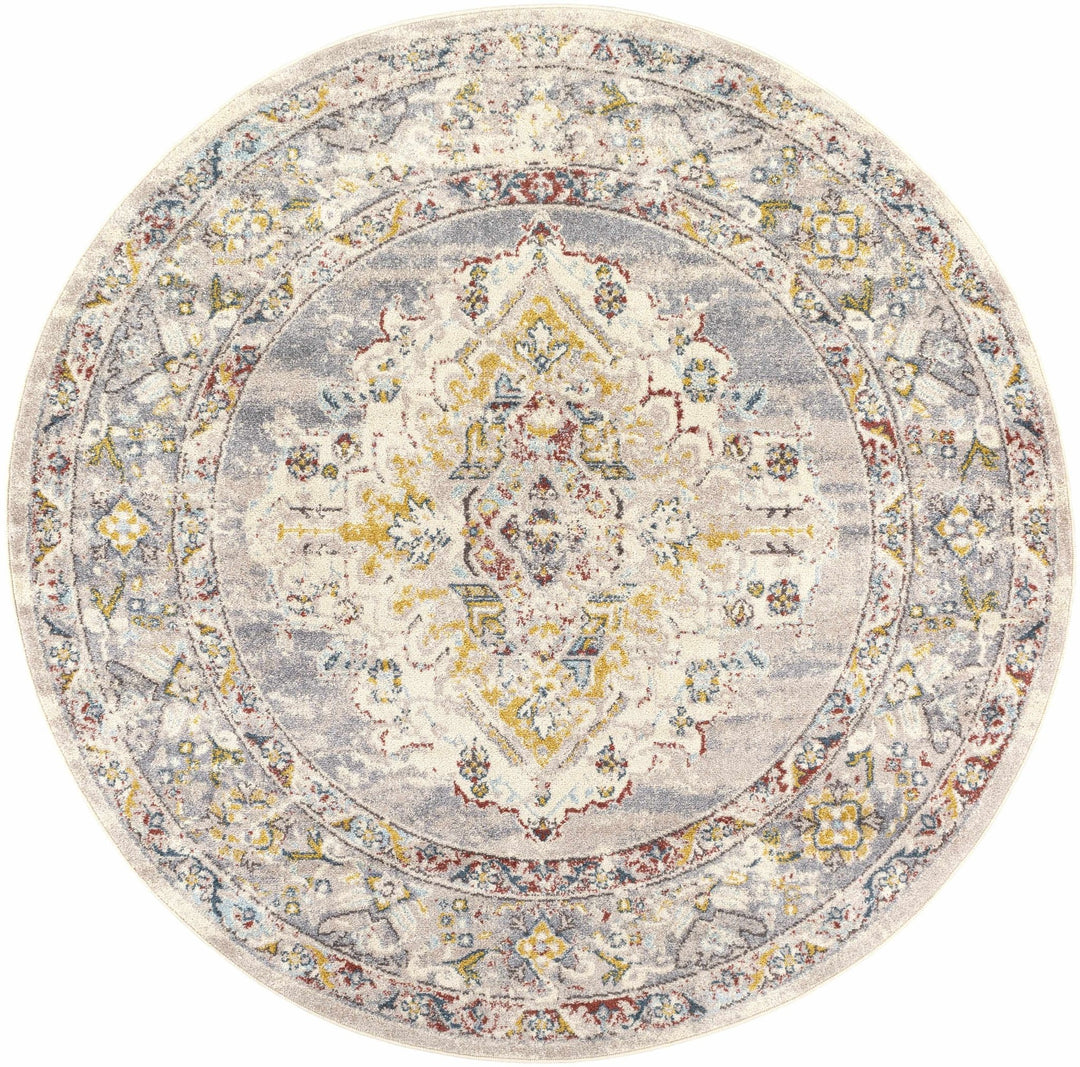Beige, Gray and Ivory Traditional Heriz Medallion Multi size area rug - The Rug Decor
