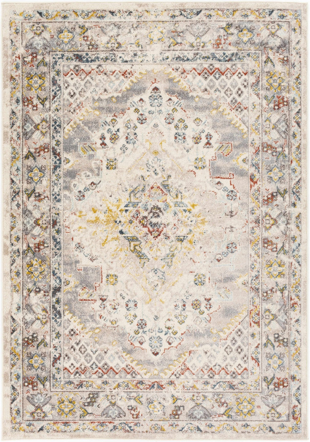 Beige, Gray and Ivory Traditional Heriz Medallion Multi size area rug - The Rug Decor