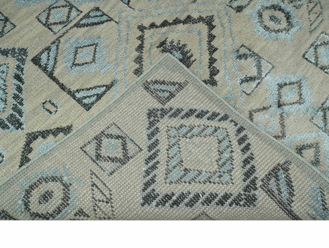 Beige, Silver and Charcoal Hand Knotted Traditional Mamluk design 5x8 wool Area Rug - The Rug Decor