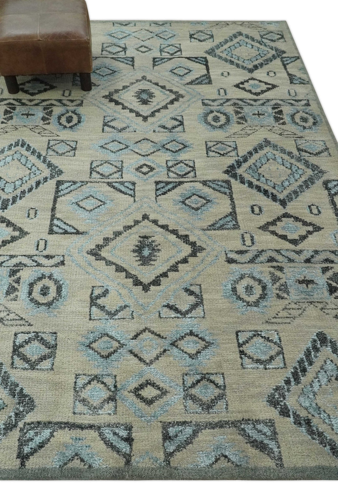 Beige, Silver and Charcoal Hand Knotted Traditional Mamluk design 5x8 wool Area Rug - The Rug Decor