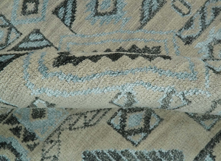 Beige, Silver and Charcoal Hand Knotted Traditional Mamluk design 5x8 wool Area Rug - The Rug Decor