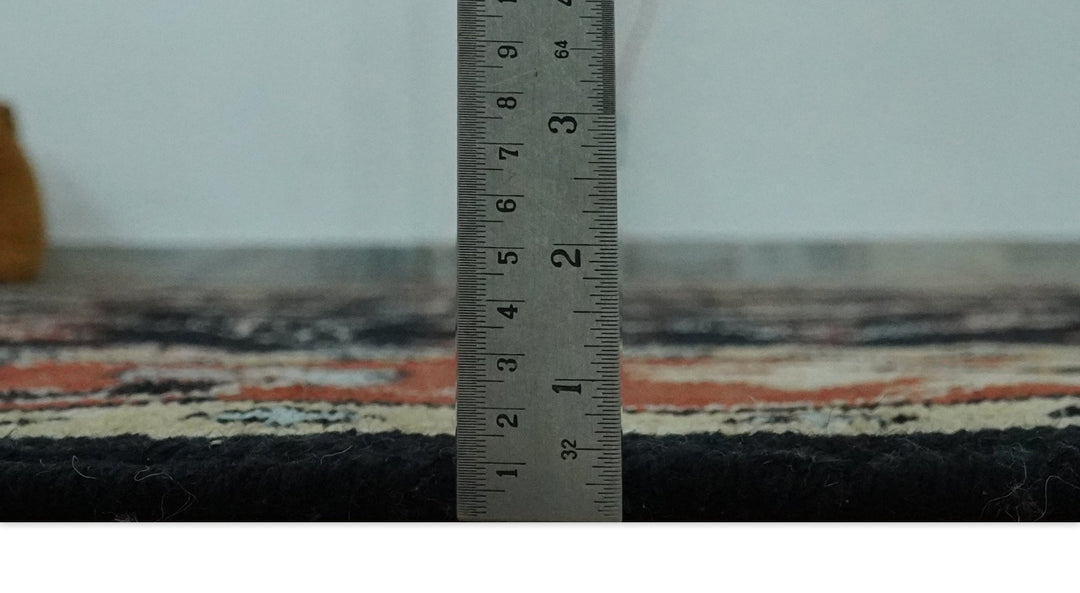 Black, Rust and Beige 8x10 Traditional Oriental Hand Knotted Wool Area Rug - The Rug Decor