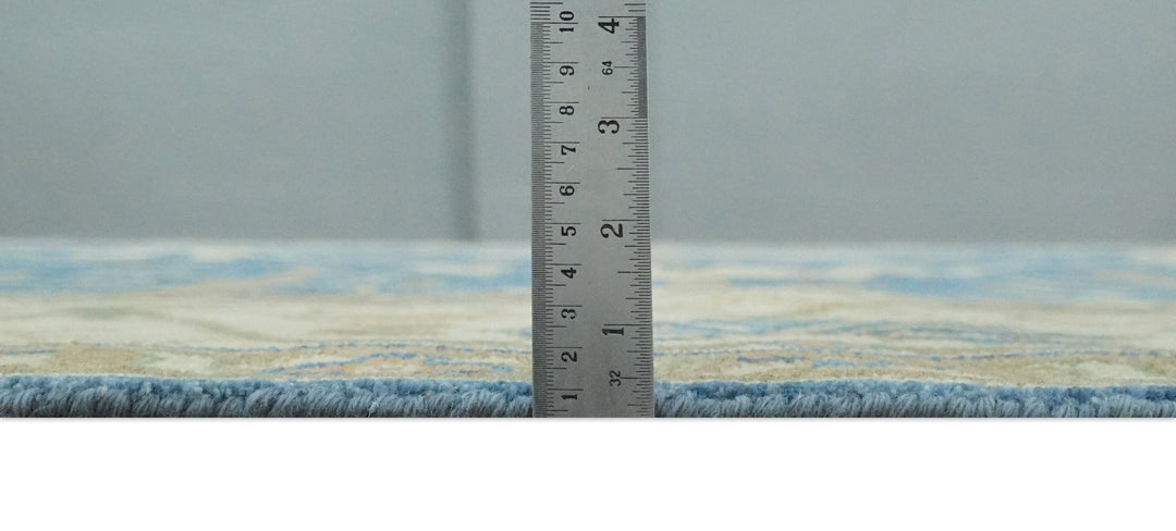 Blue and Beige Hand Knotted Traditional Oriental Oushak 8x10 wool Area Rug - The Rug Decor