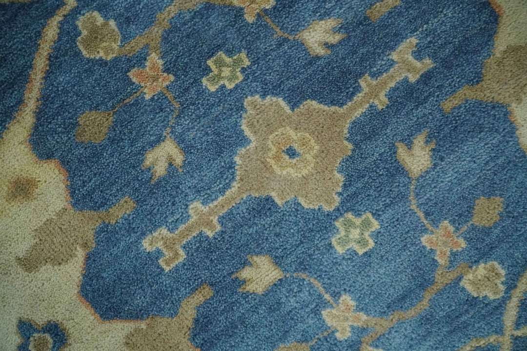 Blue and Beige Hand Knotted Traditional Oriental Oushak 8x10 wool Area Rug - The Rug Decor