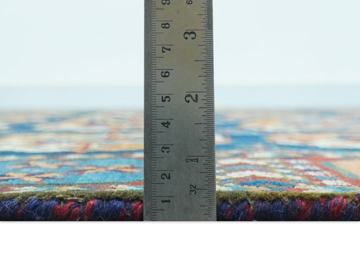 Blue And Mustard Traditional Medallion Design 8x10 Hand Knotted wool Area Rug - The Rug Decor