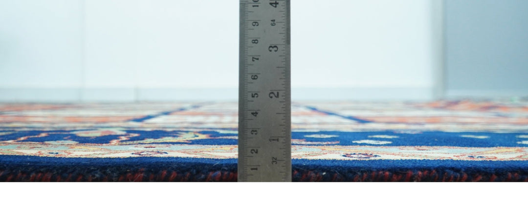 Blue And Orange Traditional Floral Design 8x11 Hand Knotted wool Area Rug - The Rug Decor