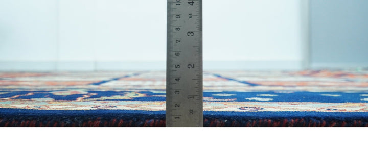 Blue And Orange Traditional Floral Design 8x11 Hand Knotted wool Area Rug - The Rug Decor