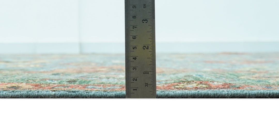 Blue, Green And Rust Traditional Turkish knot fine Hand knotted Wool Area Rug - The Rug Decor