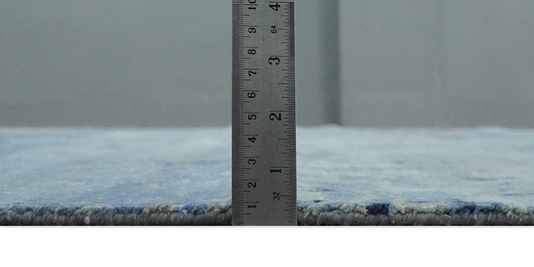 Blue, Ivory and Aqua Modern abstract Hand Knotted 8x10 wool and Bamboo Silk area Rug - The Rug Decor