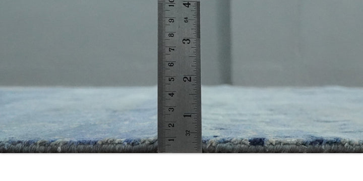 Blue, Ivory and Aqua Modern abstract Hand Knotted 8x10 wool and Bamboo Silk area Rug - The Rug Decor