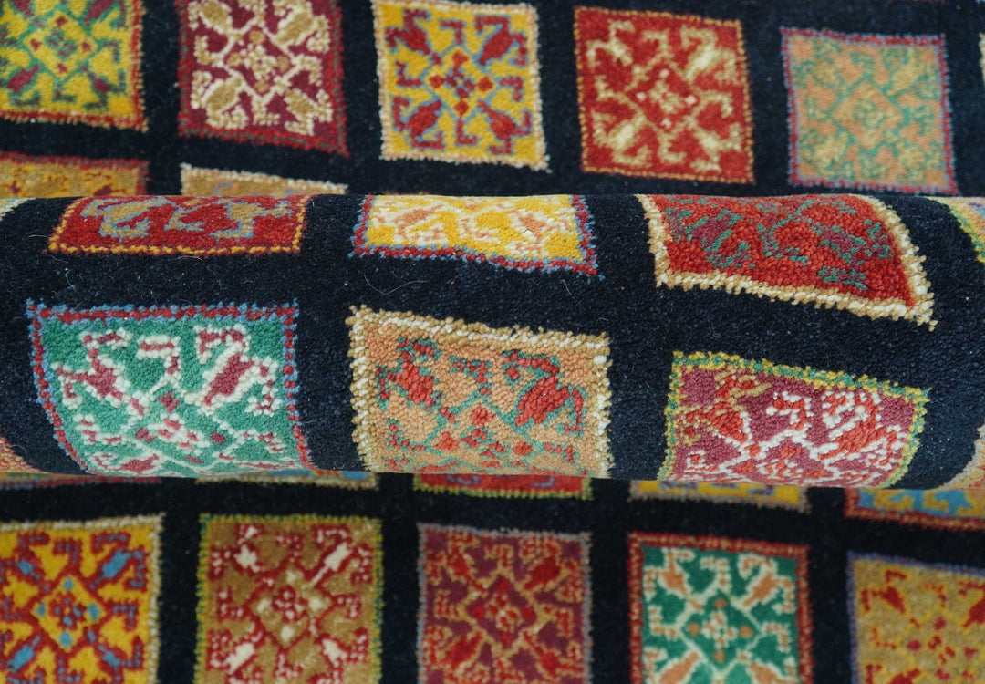 Blue Modern Geometrical Design 9x12 Hand Knotted wool Area Rug - The Rug Decor