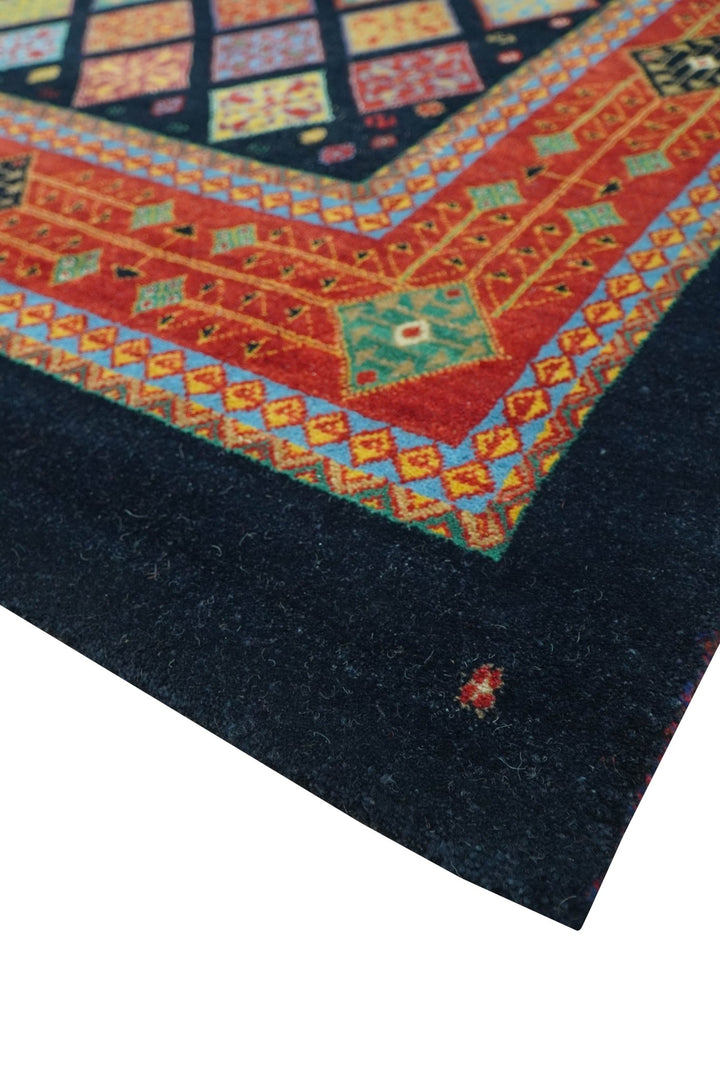 Blue Modern Geometrical Design 9x12 Hand Knotted wool Area Rug - The Rug Decor