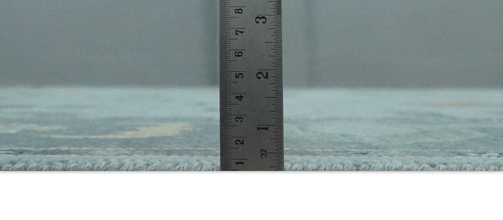 Bluish Gray and Aqua Hand knotted Oriental Oushak Custom Made wool Area Rug - The Rug Decor