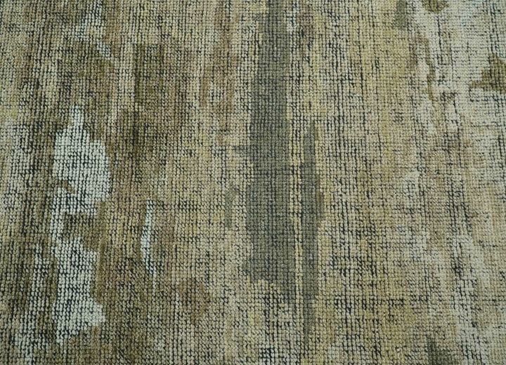 Brown And Silver Abstract Design Hand Knotted Custom Made wool rug - The Rug Decor