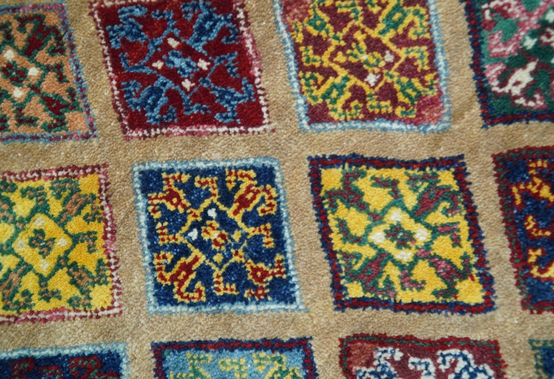 Brown Modern Geometrical Design 8x10 Hand Knotted wool Area Rug - The Rug Decor