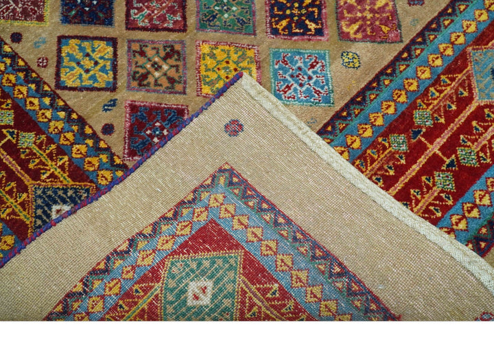 Brown Modern Geometrical Design 8x10 Hand Knotted wool Area Rug - The Rug Decor