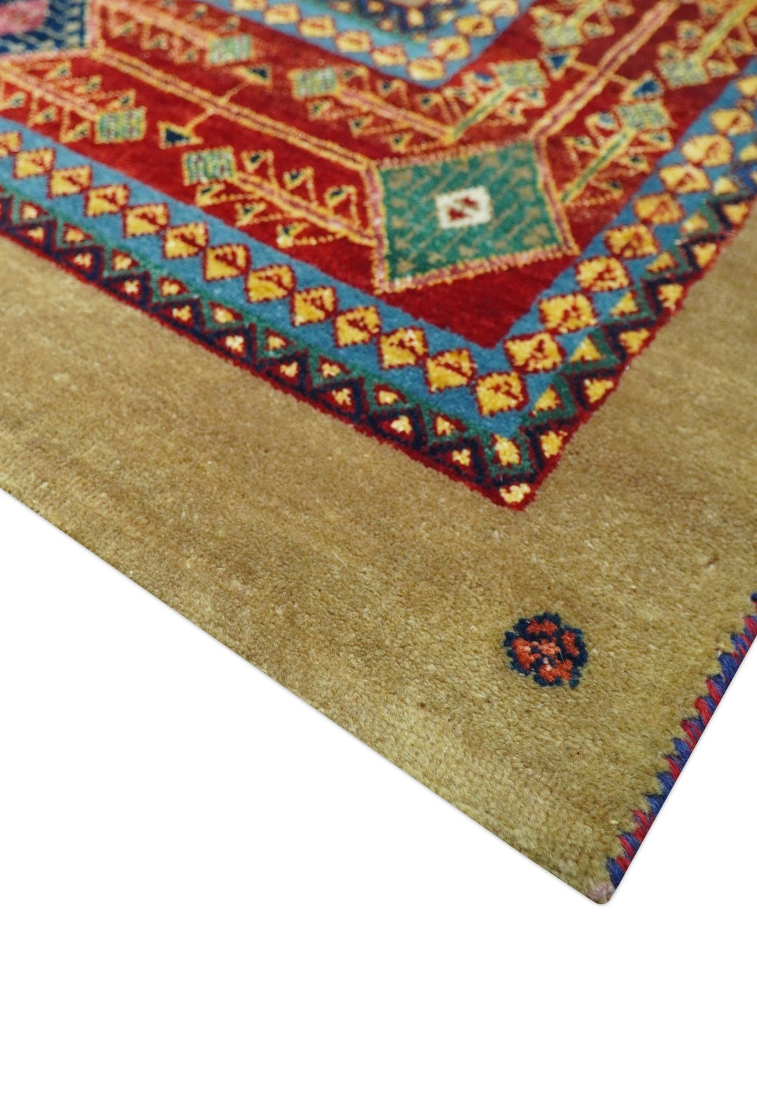 Brown Modern Geometrical Design 8x10 Hand Knotted wool Area Rug - The Rug Decor