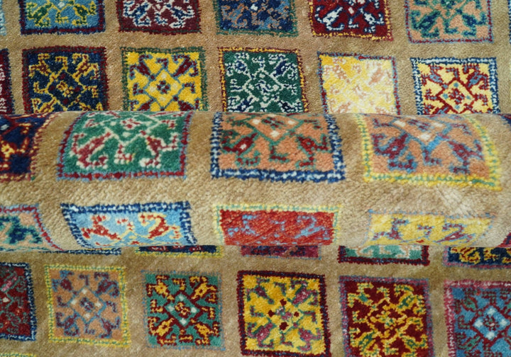 Brown Modern Geometrical Design 8x10 Hand Knotted wool Area Rug - The Rug Decor