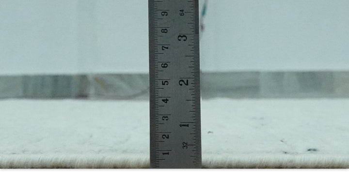 Carved Texture Modern Geometrical Design Custom Made Ivory and Light Blue Wool Area Rug - The Rug Decor