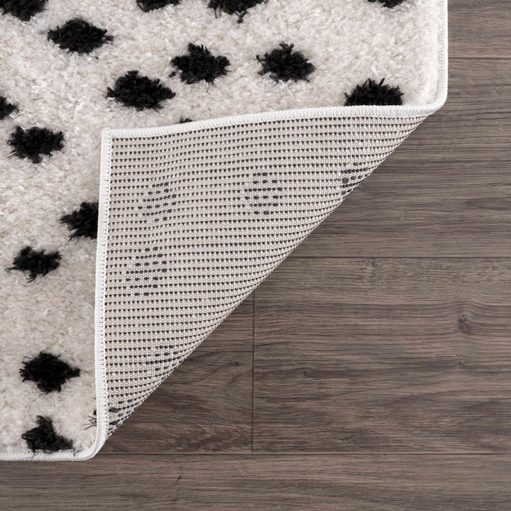 Chaia Dotted Contemporary Ivory and Black Plush Pile Area Rug - The Rug Decor