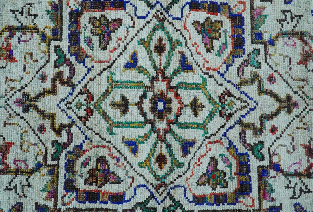 Colorful Traditional Serapi Design Ivory And Beige Hand Knotted 8x10 Wool Area Rug - The Rug Decor