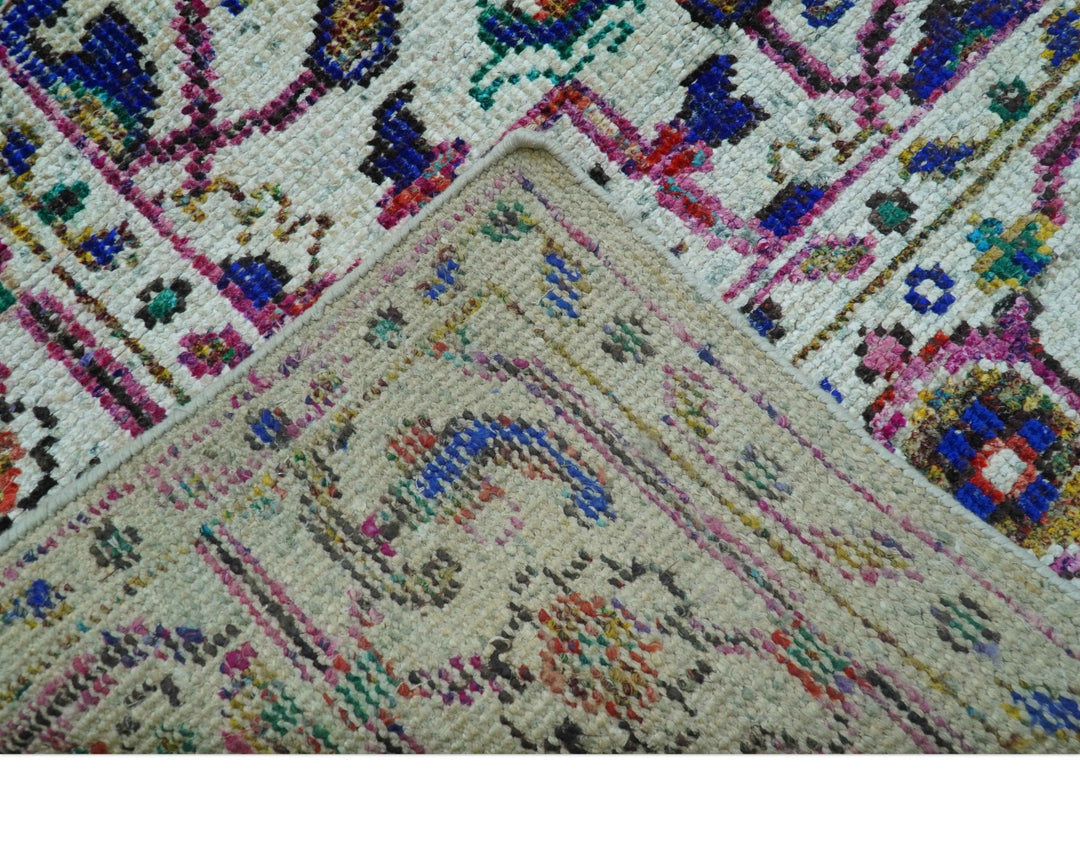 Colorful Traditional Serapi Design Ivory And Beige Hand Knotted 8x10 Wool Area Rug - The Rug Decor