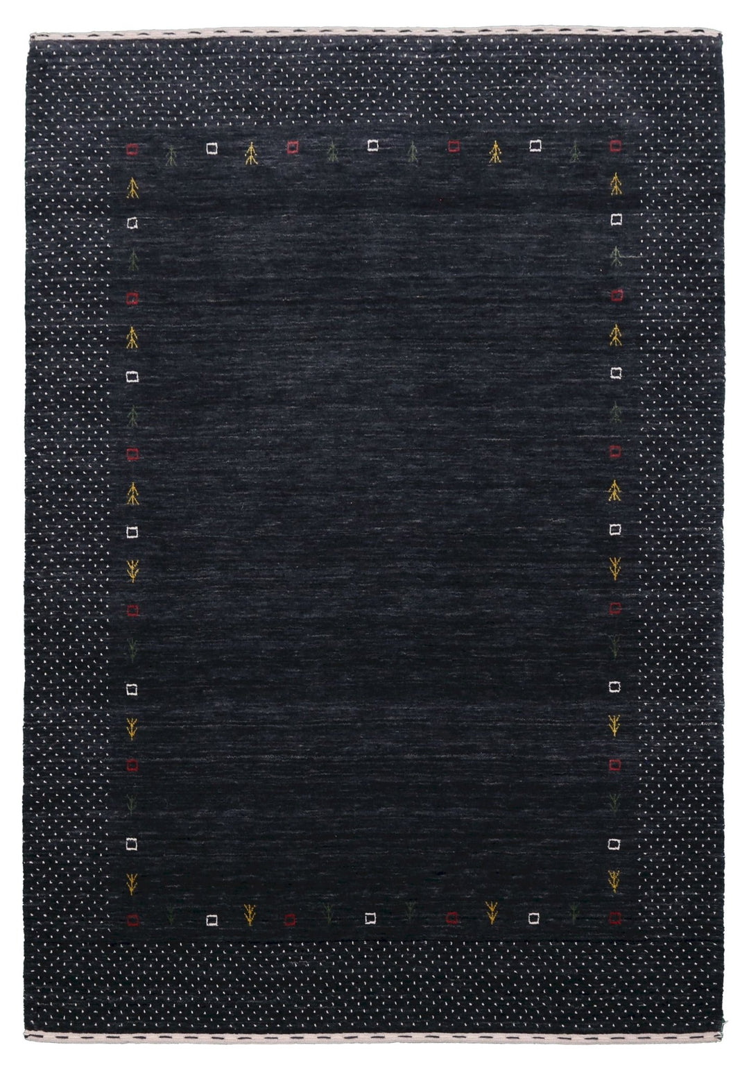 Contemporary Charcoal Gabbeh Border Hand Loomed Wool Area Rug - The Rug Decor