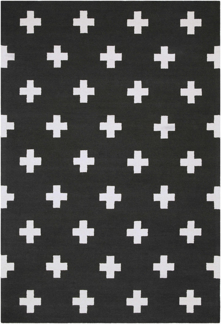 Contemporary Hand tufted Black and White Medium pile Wool Area Rug - The Rug Decor