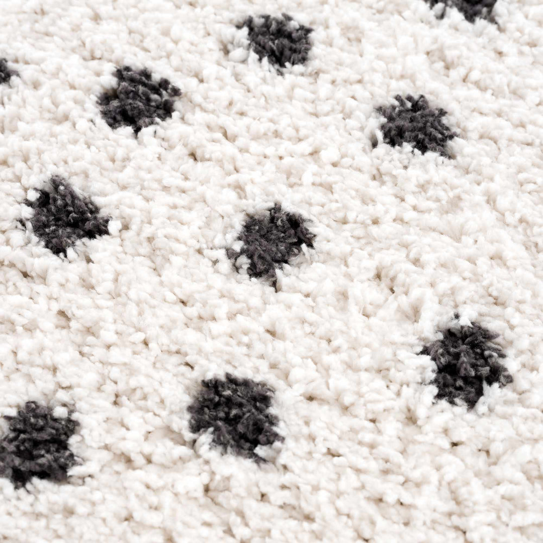 Contemporary Modern Chaia Dotted Black and Ivory Plush Pile Rug - The Rug Decor