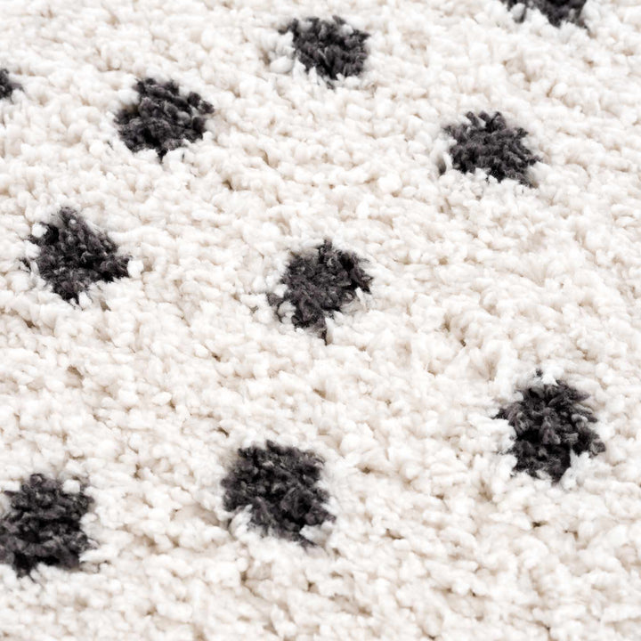 Contemporary Modern Chaia Dotted Black and Ivory Plush Pile Rug - The Rug Decor