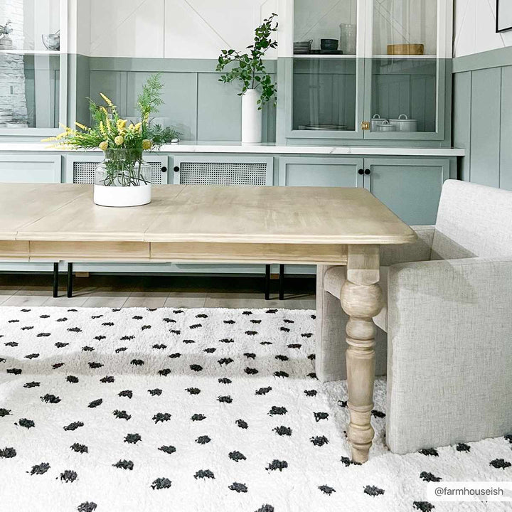 Contemporary Modern Chaia Dotted Black and Ivory Plush Pile Rug - The Rug Decor