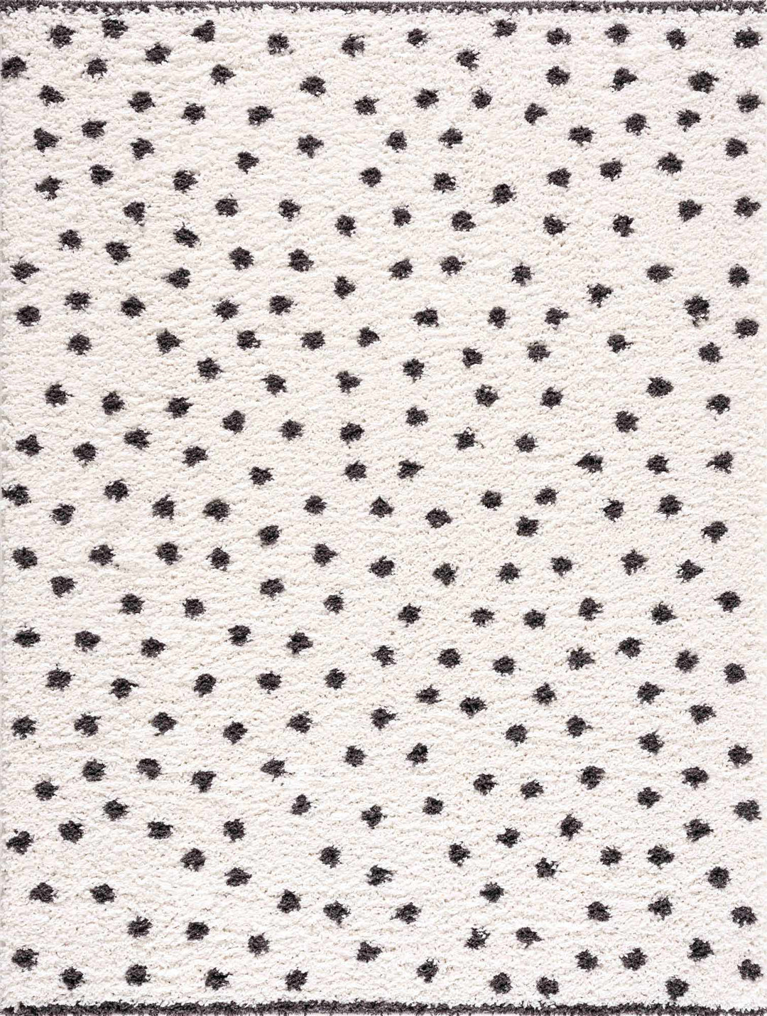 Contemporary Modern Chaia Dotted Black and Ivory Plush Pile Rug - The Rug Decor