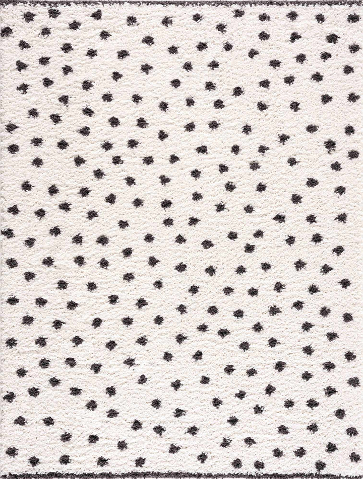 Contemporary Modern Chaia Dotted Black and Ivory Plush Pile Rug - The Rug Decor