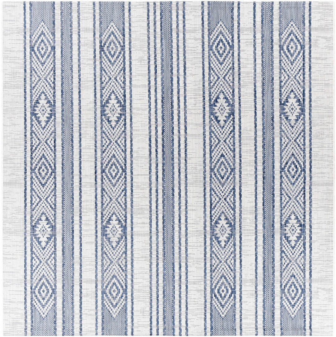 Contemporary Stripes Blue, Ivory and Beige Multi Size Area Rug - The Rug Decor