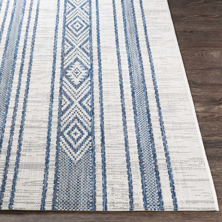 Contemporary Stripes Blue, Ivory and Beige Multi Size Area Rug - The Rug Decor