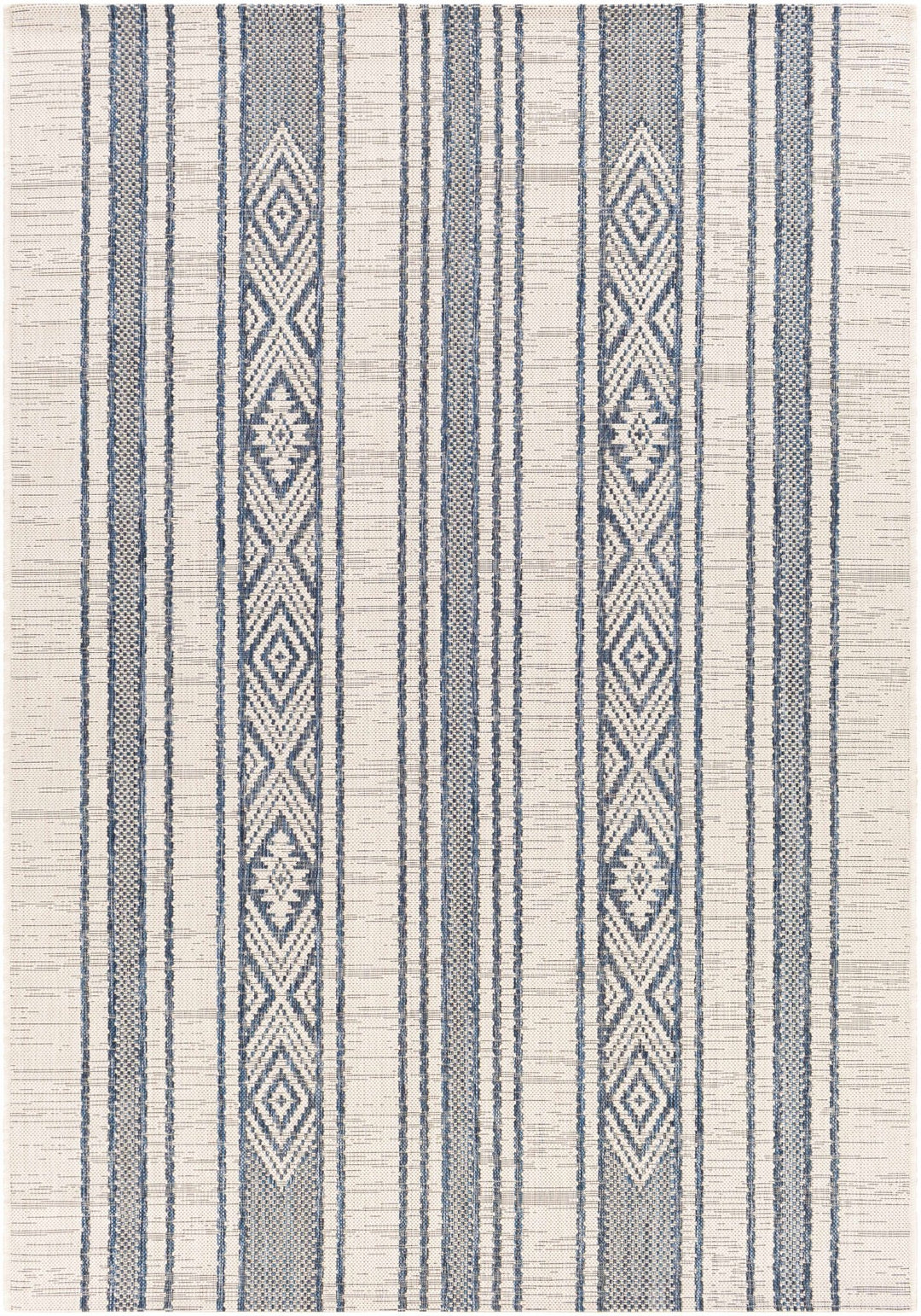 Contemporary Stripes Blue, Ivory and Beige Multi Size Area Rug - The Rug Decor