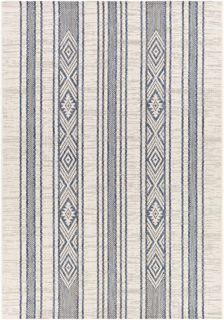 Contemporary Stripes Blue, Ivory and Beige Multi Size Area Rug - The Rug Decor