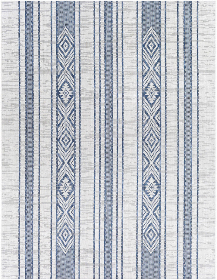 Contemporary Stripes Blue, Ivory and Beige Multi Size Area Rug - The Rug Decor