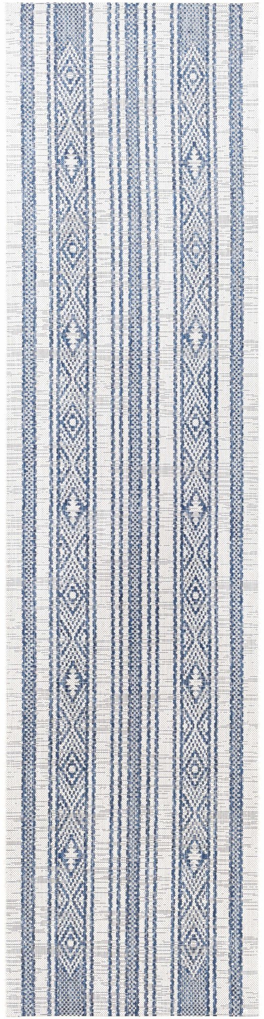 Contemporary Stripes Blue, Ivory and Beige Multi Size Area Rug - The Rug Decor