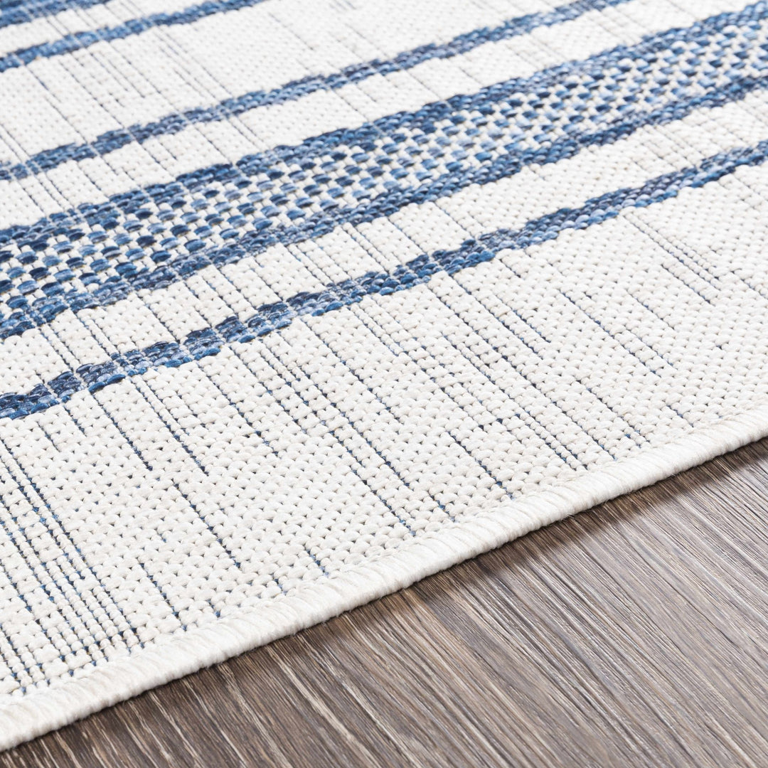 Contemporary Stripes Blue, Ivory and Beige Multi Size Area Rug - The Rug Decor