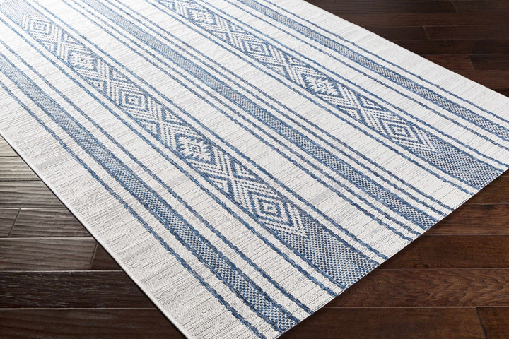 Contemporary Stripes Blue, Ivory and Beige Multi Size Area Rug - The Rug Decor