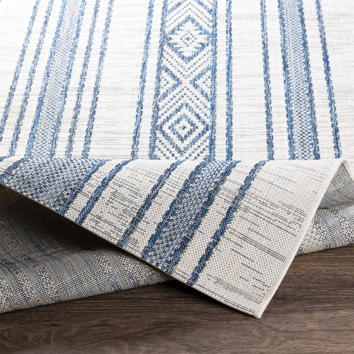 Contemporary Stripes Blue, Ivory and Beige Multi Size Area Rug - The Rug Decor