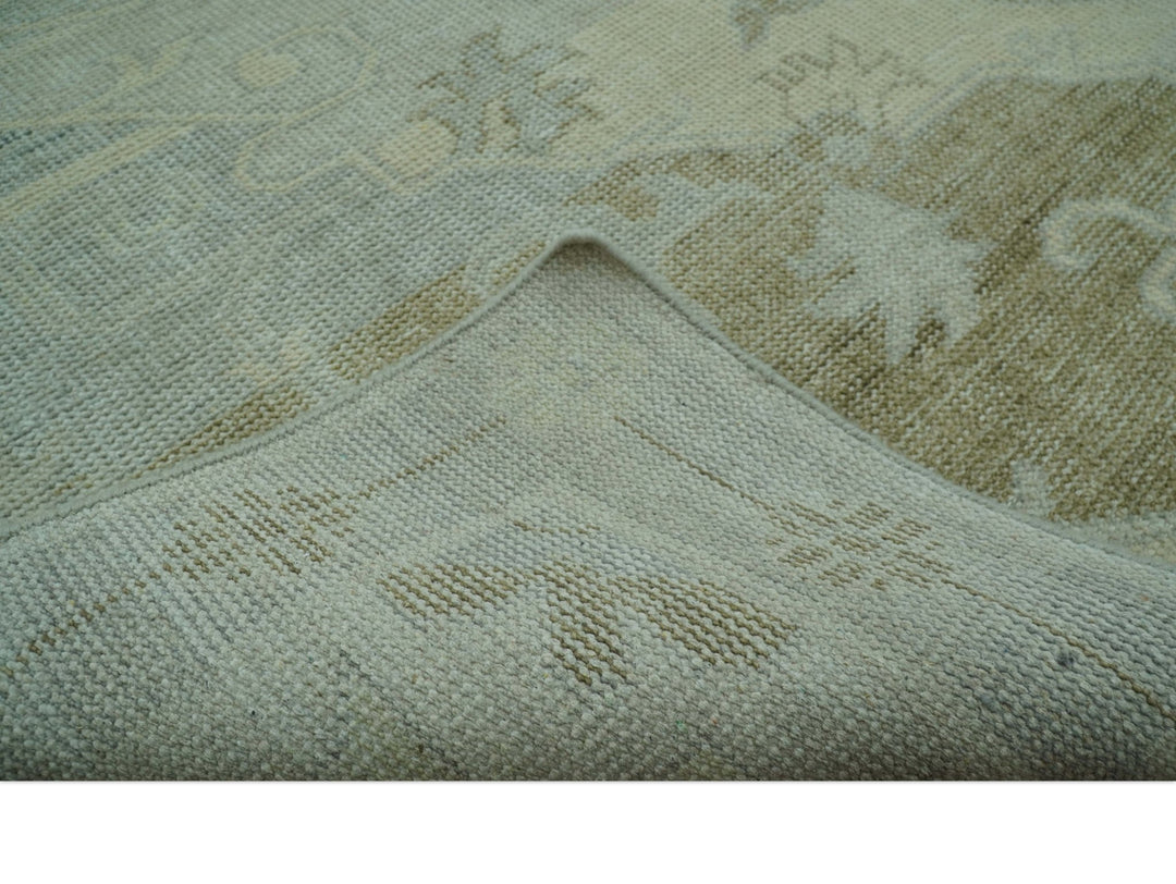 Custom Made Beige And Blue Traditional Turkish Design Hand knotted Wool Rug - The Rug Decor