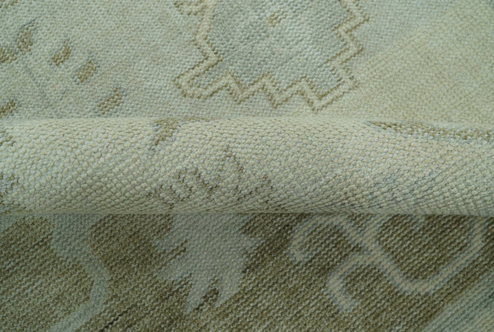 Custom Made Beige And Blue Traditional Turkish Design Hand knotted Wool Rug - The Rug Decor