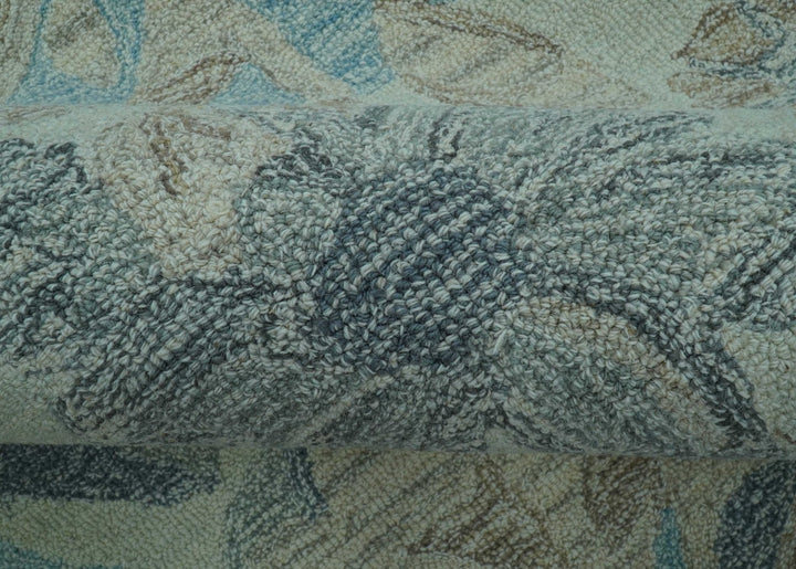 Custom Made Beige And Brown Traditional Floral Pattern Hand Tufted Wool Area Rug - The Rug Decor