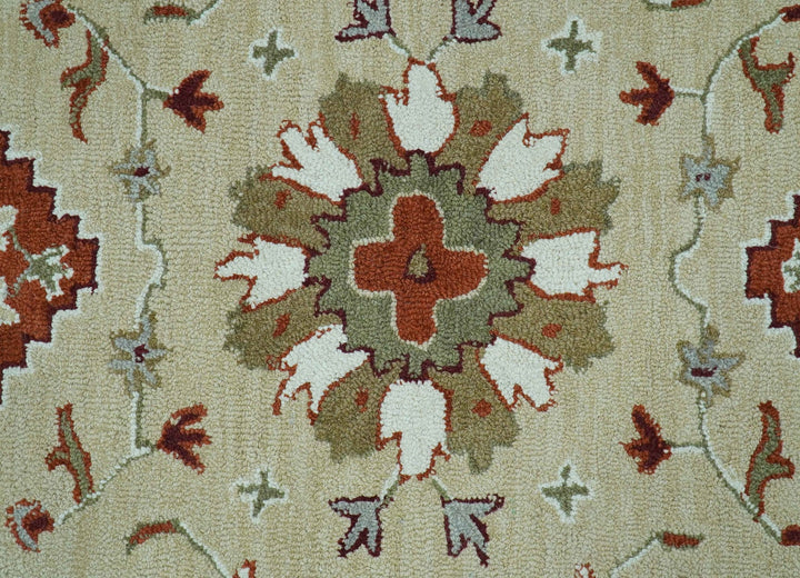 Custom Made Beige And Brown Traditional Oriental Design Hand Tufted Wool Area Rug - The Rug Decor