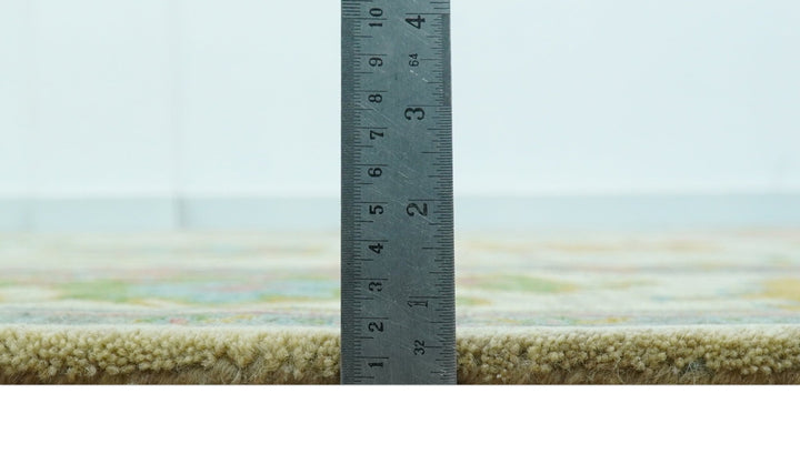 Custom Made Beige And Green Traditional Oushak Design Hand Tufted Wool Rug - The Rug Decor