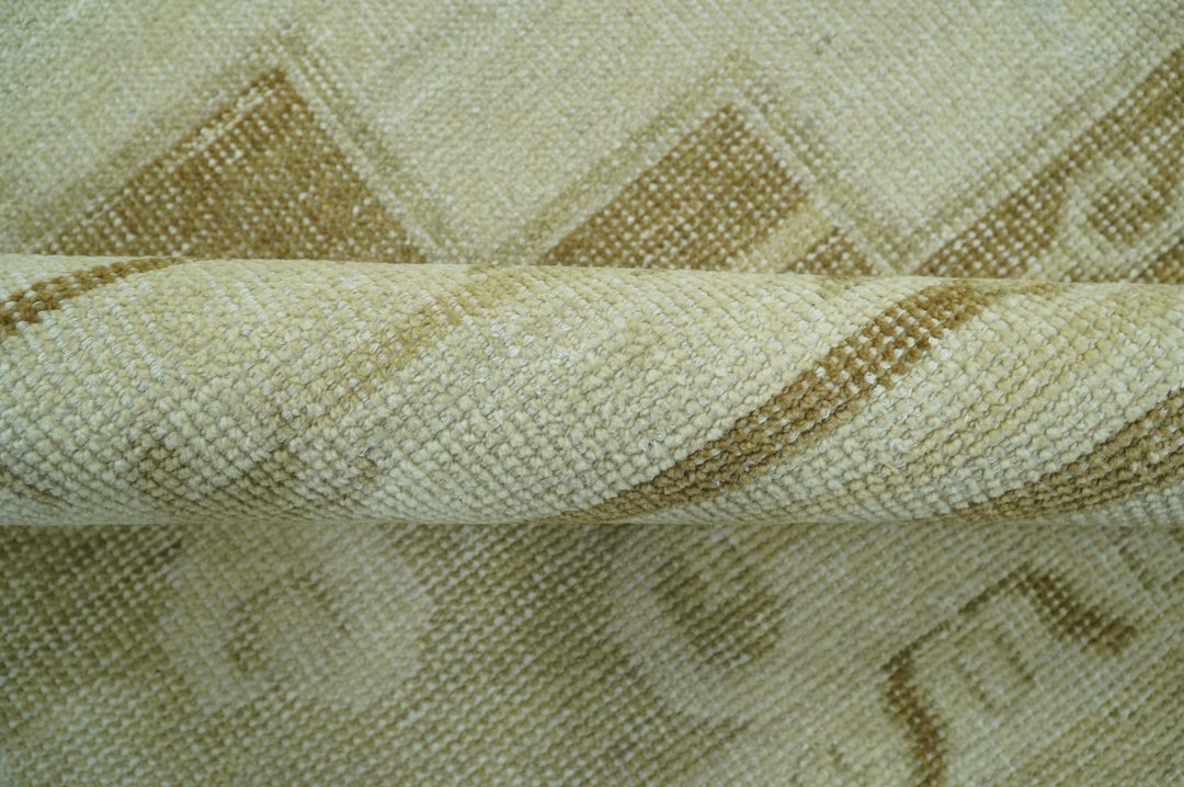 Custom Made Beige and Olive Hand Knotted Traditional wool area rug - The Rug Decor
