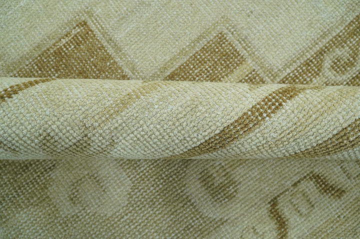Custom Made Beige and Olive Hand Knotted Traditional wool area rug - The Rug Decor