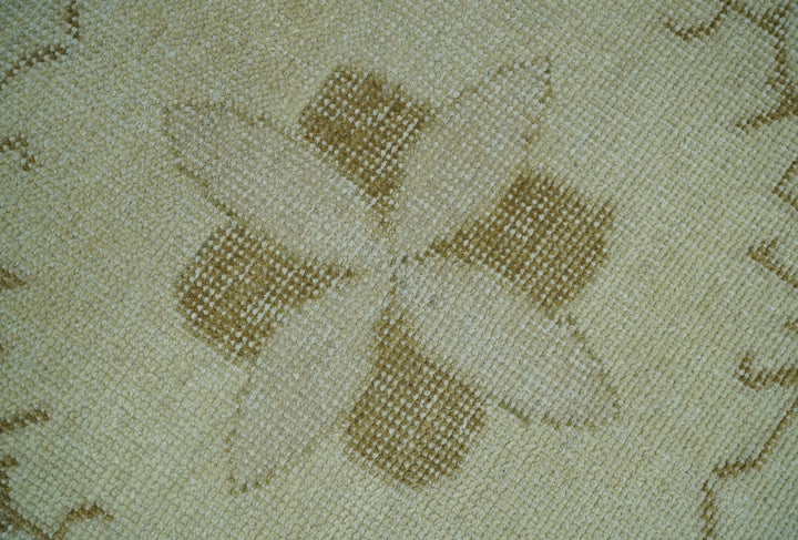 Custom Made Beige and Olive Hand Knotted Traditional wool area rug - The Rug Decor